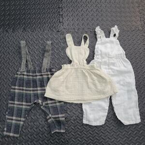 Zara Baby Outfit Bundle 18–24 Months & 2–3 Years Neutral Linen Overalls + Dress